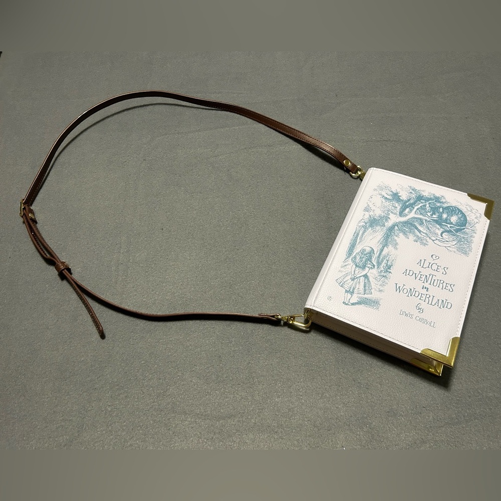 Well Read ‘Alice’s Adventures In Wonderland’ Book Shaped Crossbody Leather Purse